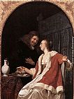 Frans Van Mieris Canvas Paintings - A meal of Oysters